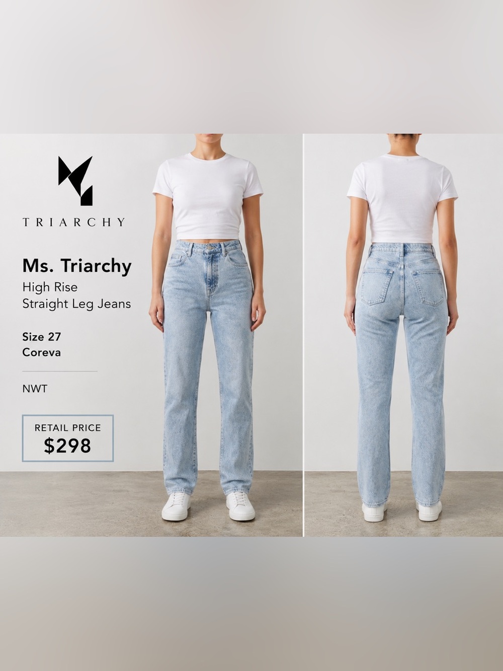 Triarchy Ms. Triarchy High Rise Straight legs Light  blue Jeans  - 27 Coreva NWT